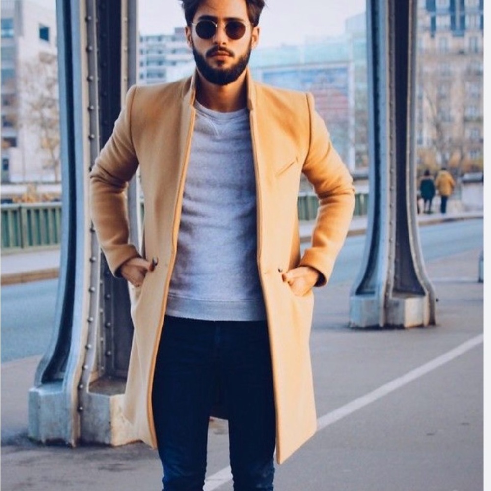 Men’s Cashemere Blend Camel Colored Topper Coat - Battaglia made in Italy Large